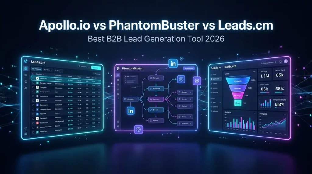 Leads.cm vs PhantomBuster vs Apollo.io