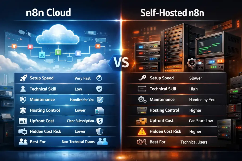 n8n Cloud vs Self-Hosted Quick comparison