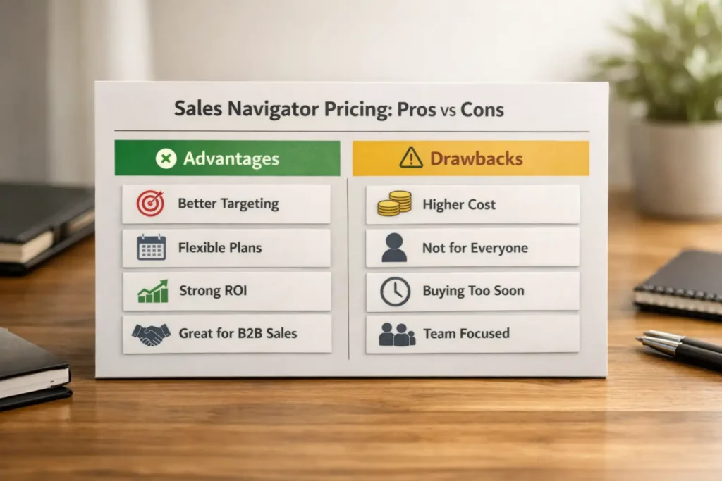 sales navigator pricing pros and cons comparison